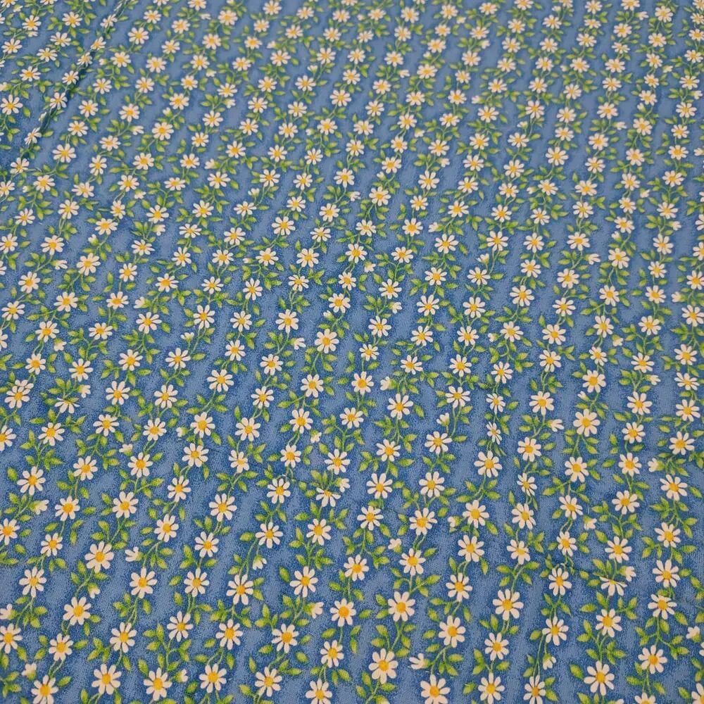 Vintage Yellow Blue Reversible Quilt Baby Blanket 46x32 Animal Picnic Rainbow